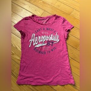 Aeropostale Bright Pink Embroidered Logo Tee